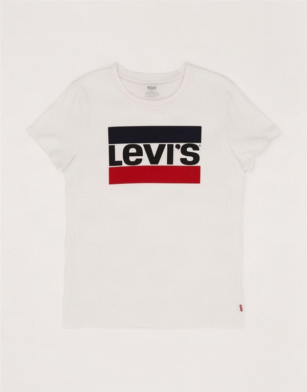 T-shirt grafica da donna Levi's Top UK 16 grande cotone bianco