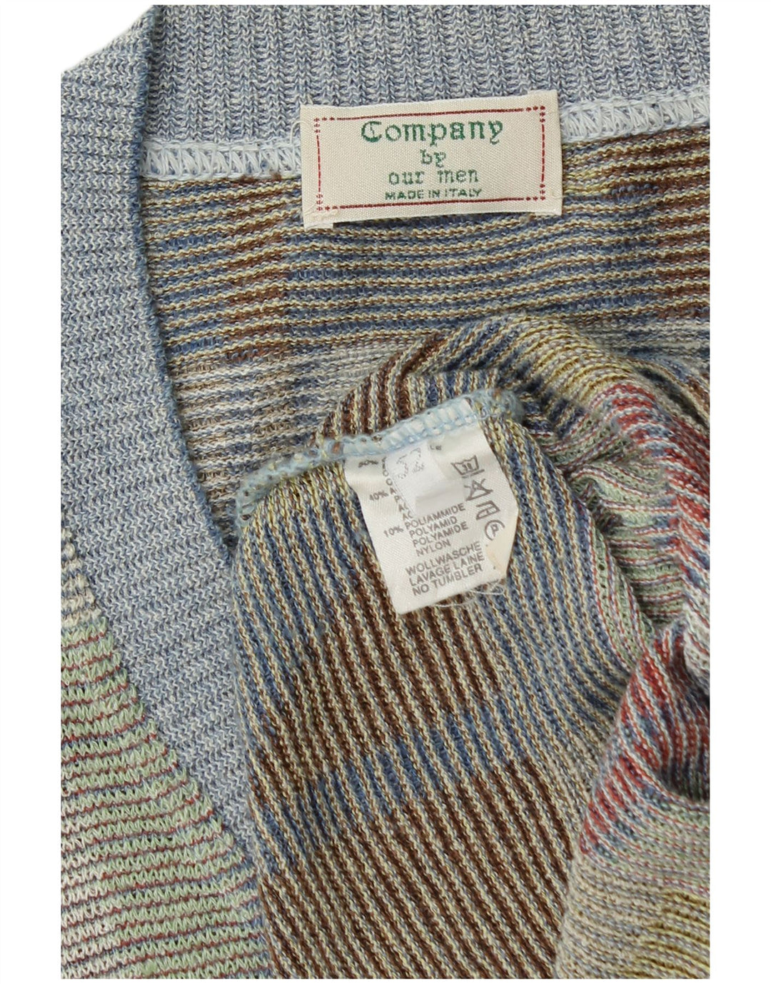 Maglione da uomo con scollo a V VINTAGE IT 52 Grande geometrico multicolore