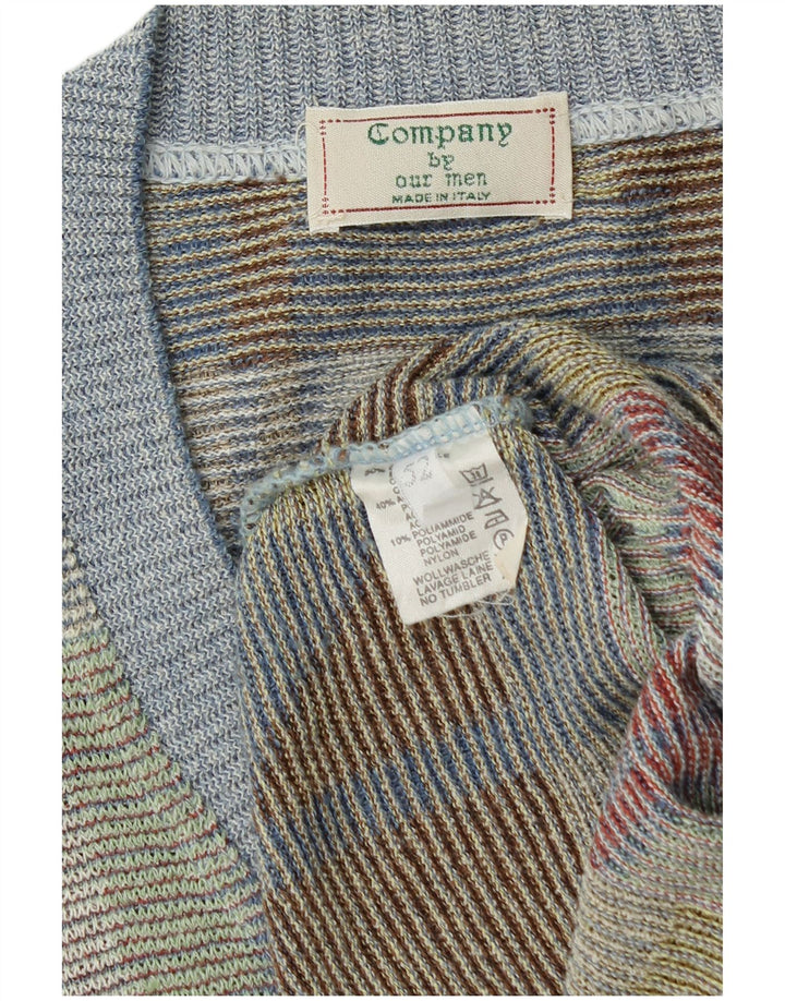 Maglione da uomo con scollo a V VINTAGE IT 52 Grande geometrico multicolore