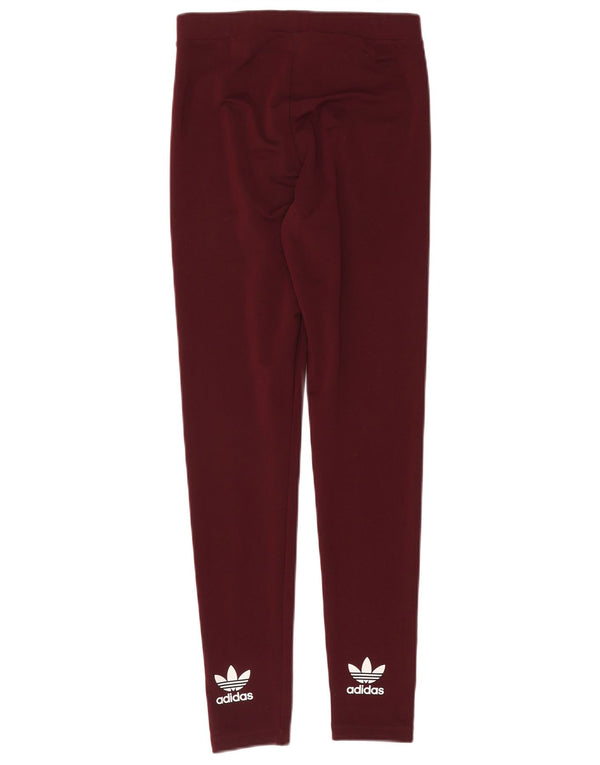 Leggings grafici da donna Adidas UK 12 poliestere bordeaux medio