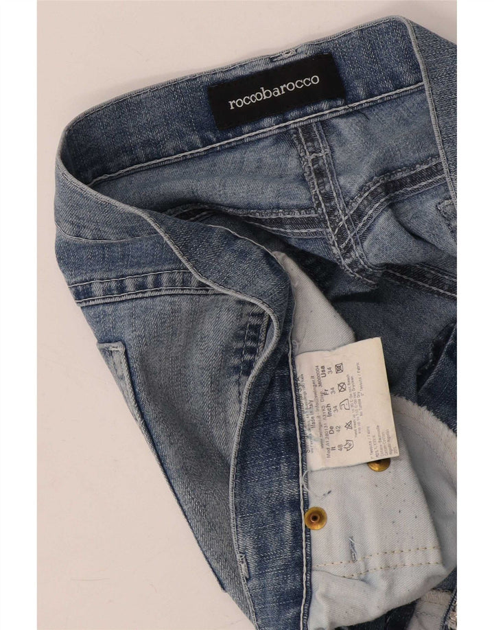 Jeans dritti con grafica da donna Roccobarocco W34 L31 cotone blu