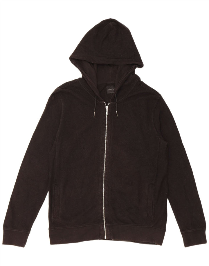 Maglione con cappuccio e zip da uomo Zara 2XL in cotone nero
