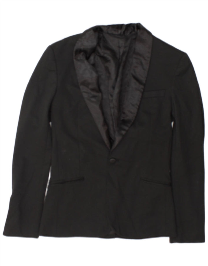 Giacca blazer da uomo a 1 bottone Zara UK 36 piccola in poliestere nero