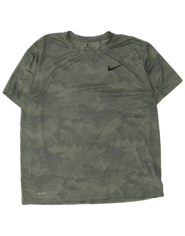 T-shirt da uomo Nike Dri Fit Top 2XL poliestere mimetico verde