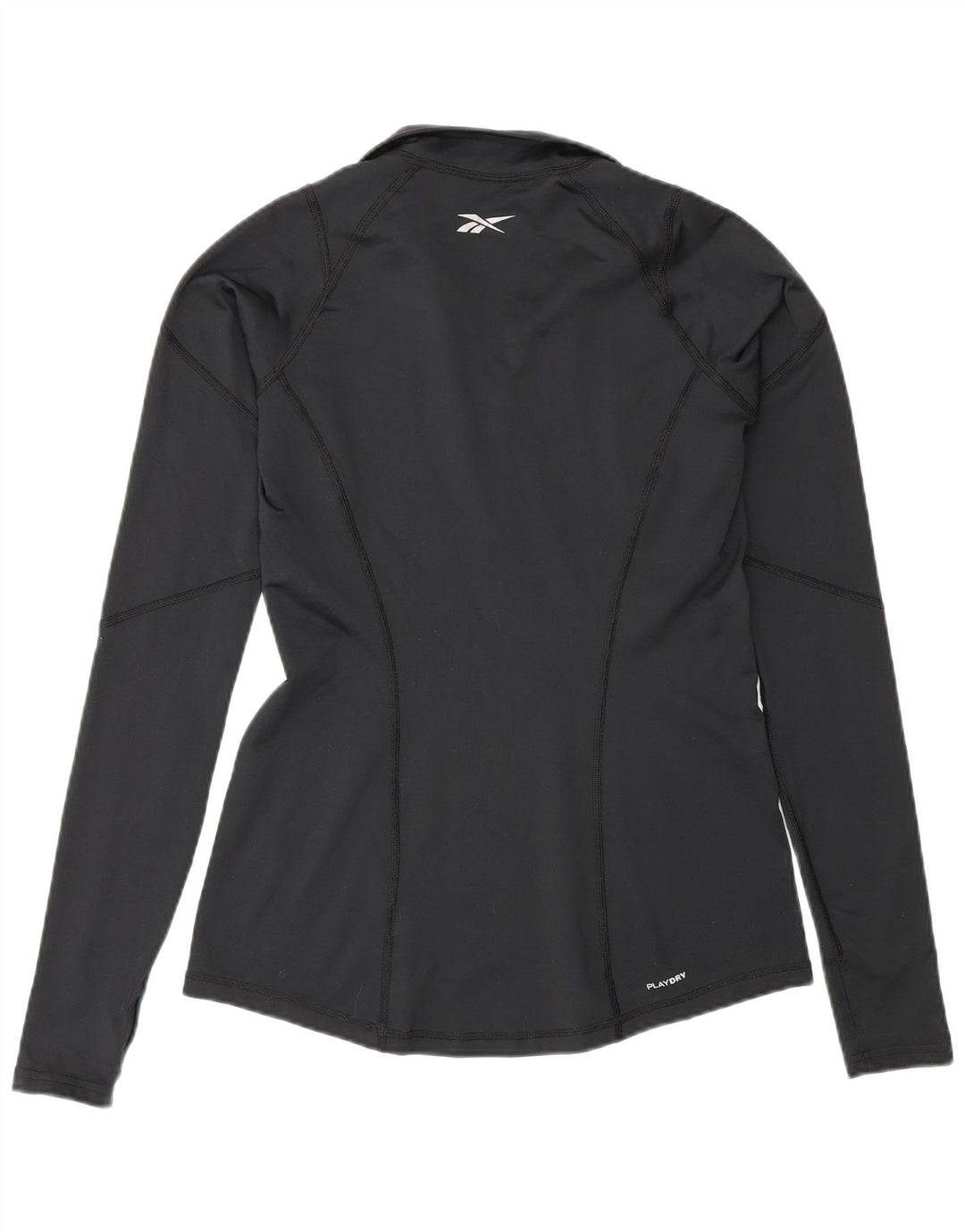 Reebok Donna Zip Neck Pullover Tuta Top UK 12 Medium Nero Poliestere