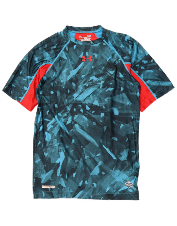 T-shirt da uomo UNDER ARMOUR Heat Gear Top piccolo poliestere geometrico blu