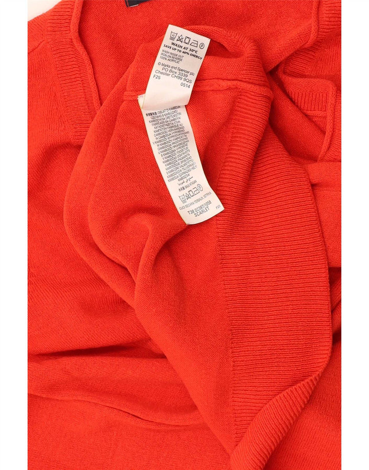 Maglione da donna con scollo a V Marks & Spencer UK 8 piccolo acrilico arancione