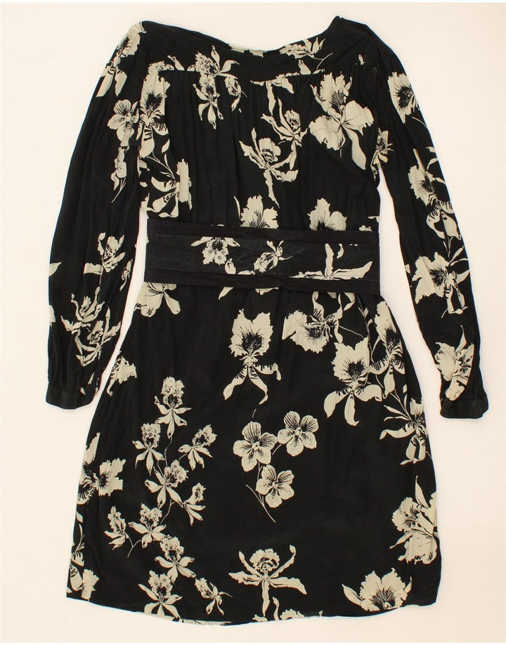ALBERTO ASPESI Womens Long Sleeve A-Line Dress IT 44 Medium Black Floral Vintage Alberto Aspesi and Second-Hand Alberto Aspesi from Messina Hembry 