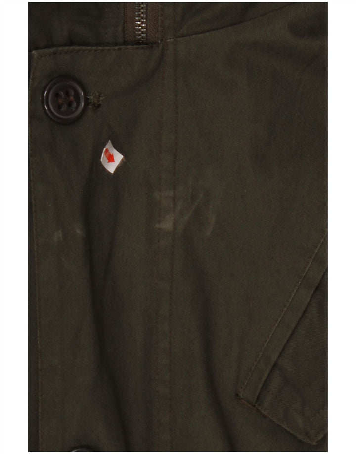 Giacca parka con cappuccio da uomo VINTAGE UK 40 grande cotone kaki