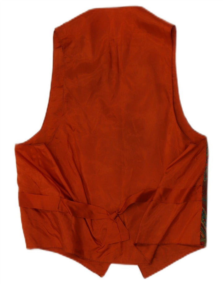 Gilet vintage da uomo piccolo con motivo cachemire arancione