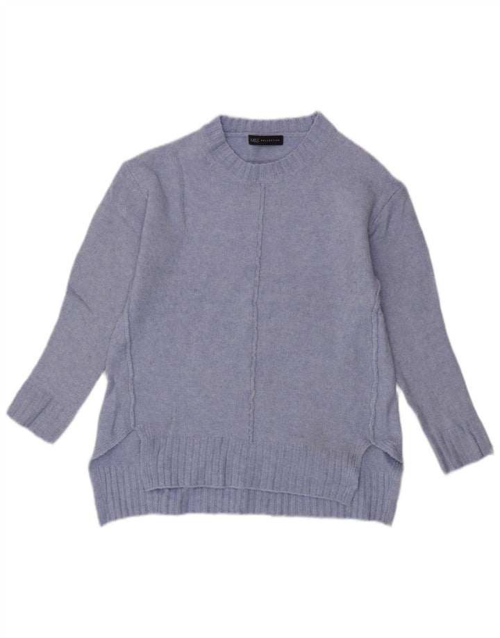 Maglione maglione girocollo da donna Marks & Spencer UK 10 piccolo acrilico blu
