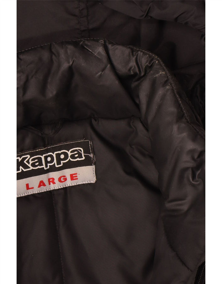 Giacca imbottita con cappuccio da uomo Kappa UK 40 Large nera in poliammide