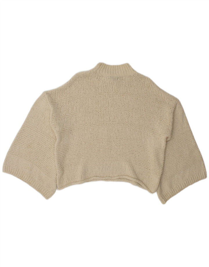 Maglione maglione oversize da donna con collo alto Topshop UK 8 piccolo bianco sporco