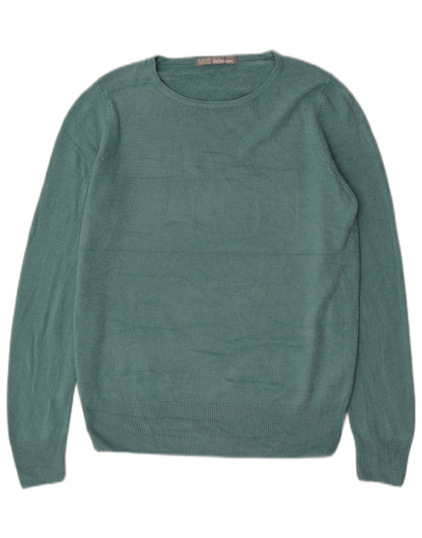 Maglione maglione con scollo a barca da donna Marks & Spencer UK 10 piccolo acrilico blu