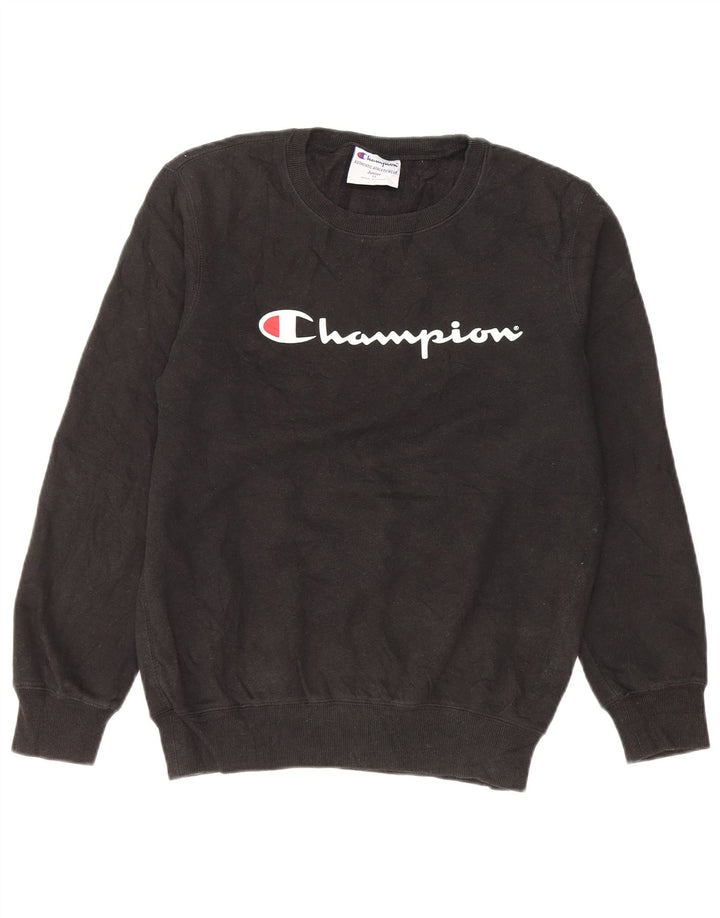 Felpa con grafica Champion per ragazzi, 11-12 anni, cotone nero