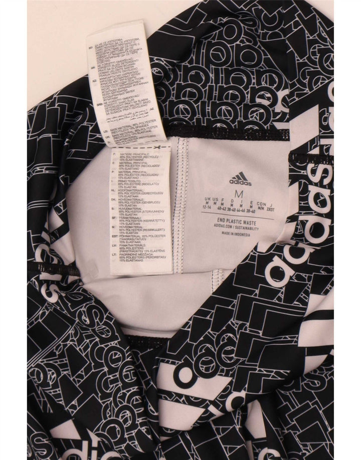 Leggings grafici da donna Adidas UK 12/14 Poliestere nero medio