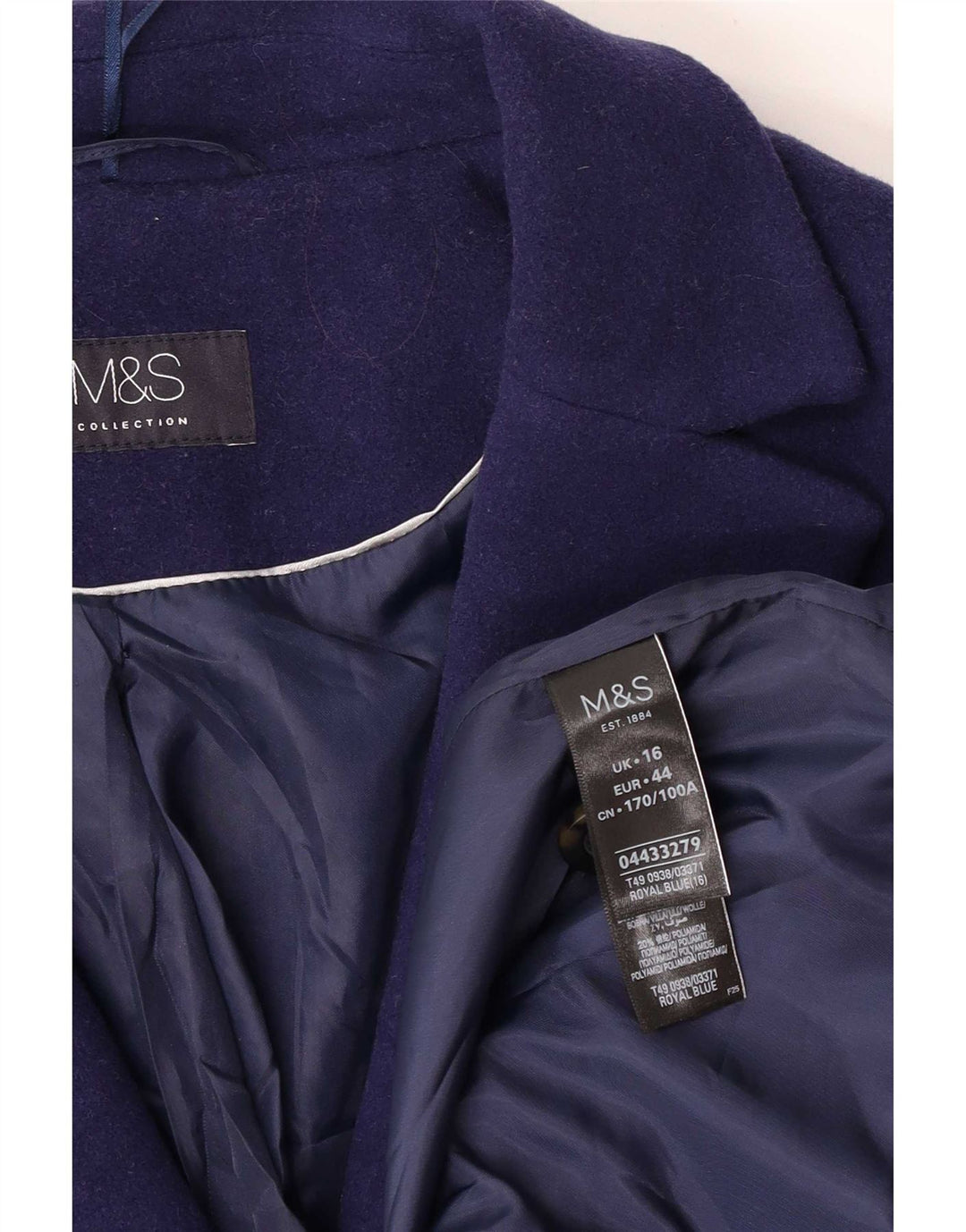 Soprabito oversize da donna Marks & Spencer UK 16 grande lana blu