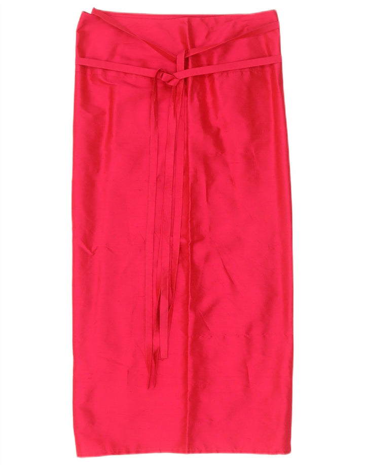 Gonna a portafoglio vintage da donna a vita alta IT 42 media W27 seta rossa