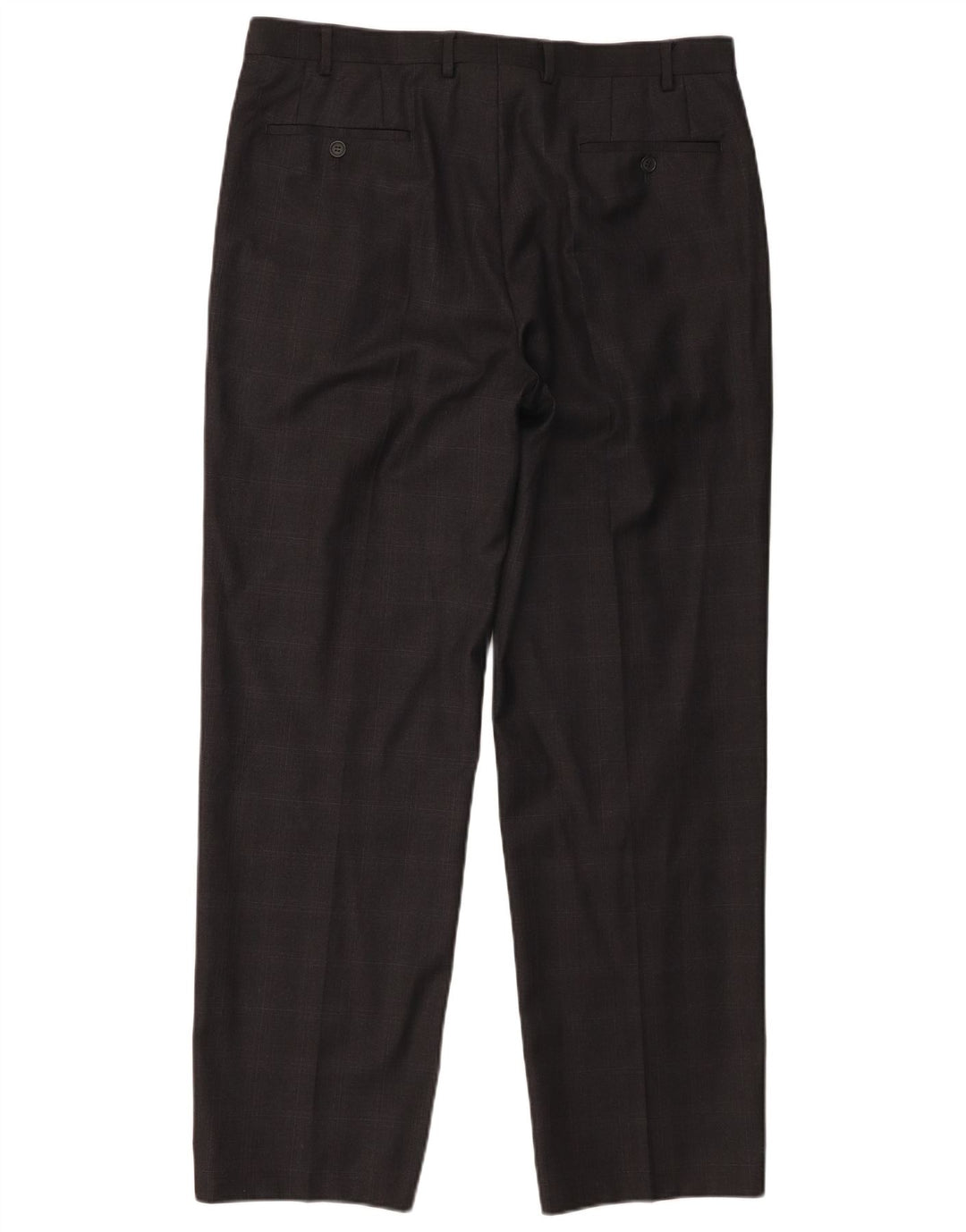 Pantaloni da abito dritti da uomo Marks & Spencer W36 L31 lana vergine a quadri grigi