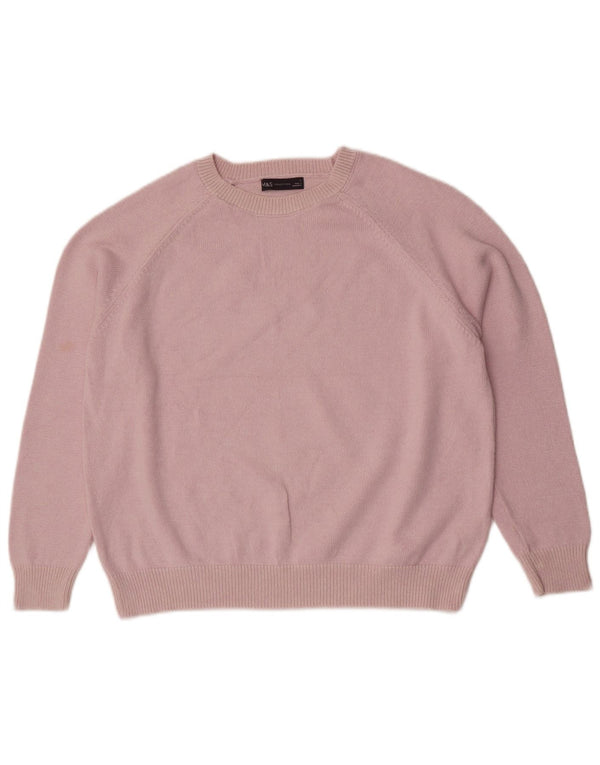 Marks & Spencer Womens Boat Neck Jumper Sweater UK 16 Large Pink Cotton
