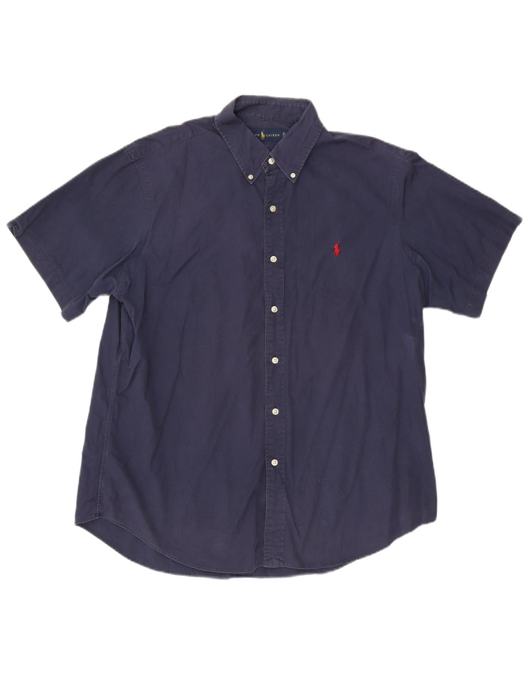 Camicia a maniche corte da uomo Ralph Lauren XL in cotone blu navy