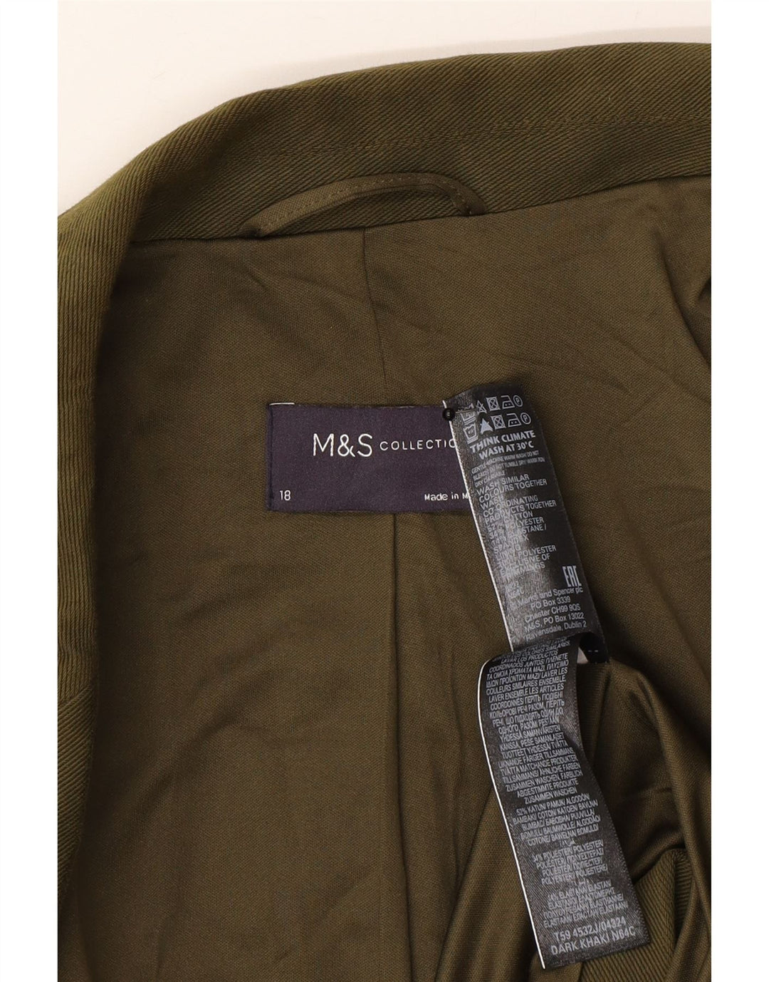 Giacca blazer a 2 bottoni Marks & Spencer da donna UK 18 XL cotone kaki