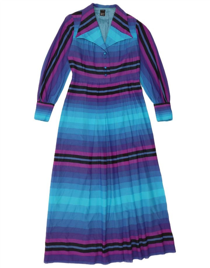 Abito lungo da donna a maniche lunghe Barbara UK 10 piccolo a righe multicolore