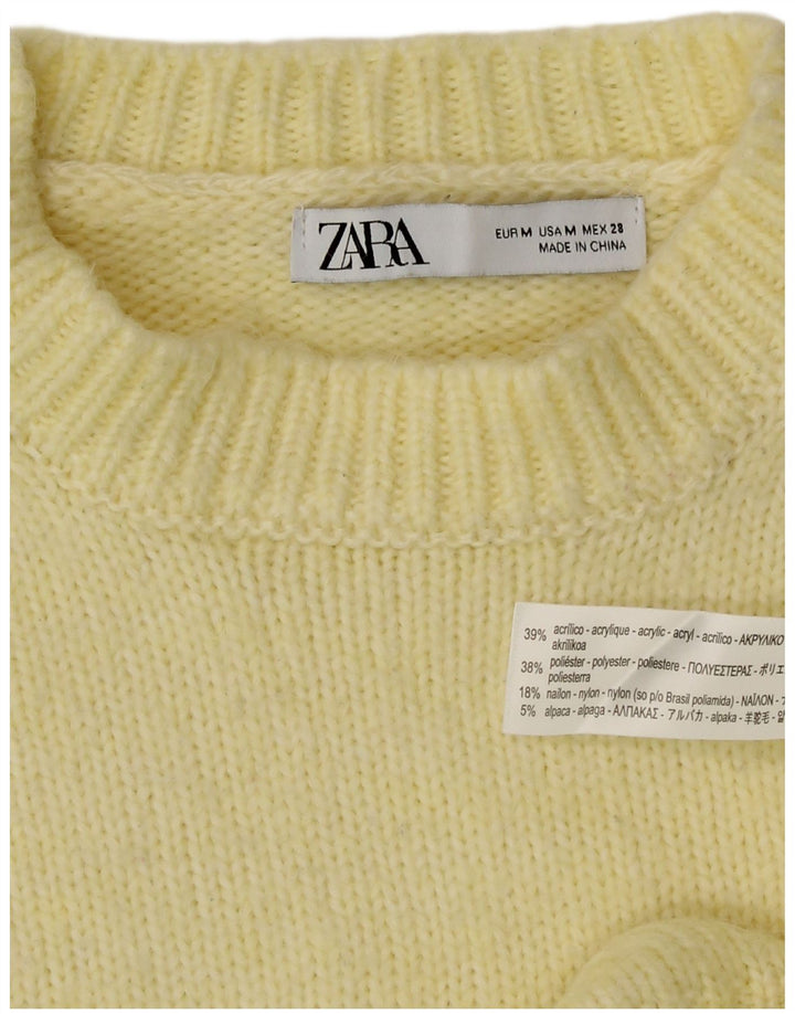 Maglione girocollo oversize corto da donna Zara UK 14 Giallo medio