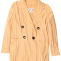 Giacca blazer doppiopetto da donna VINTAGE UK 18 XL gessato beige
