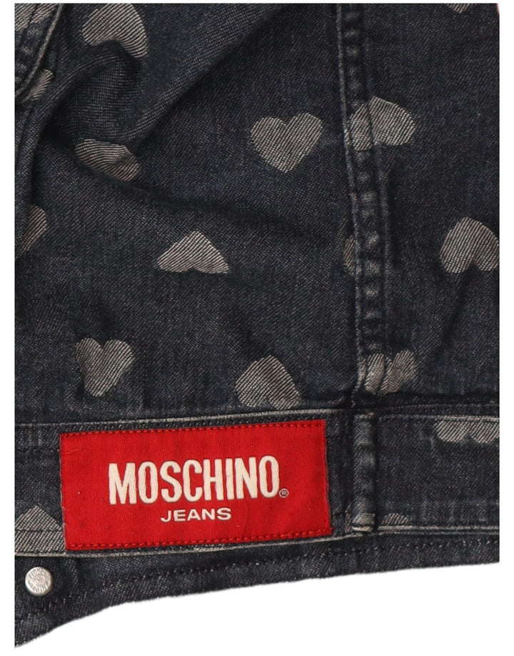 Moschino Giacca in denim fantasia da donna UK 12 Cuore di cotone blu navy medio