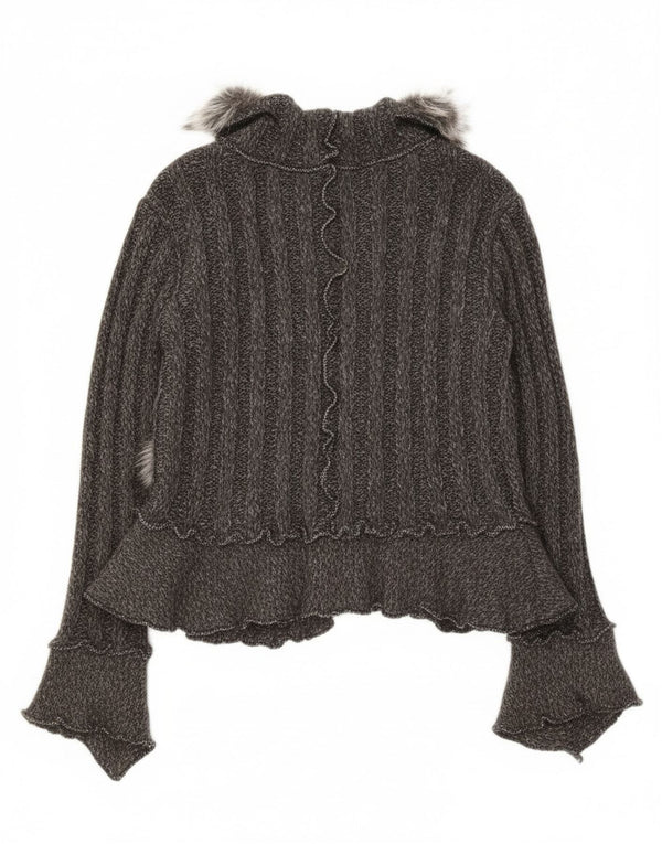 Maglione cardigan corto da donna Lissa UK 8 piccolo acrilico grigio