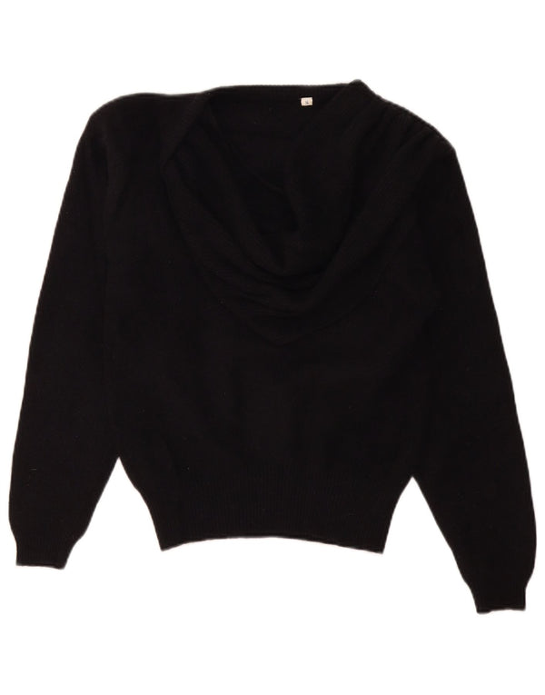 Maglione maglione vintage da donna con scollo a V UK 10 piccolo nero