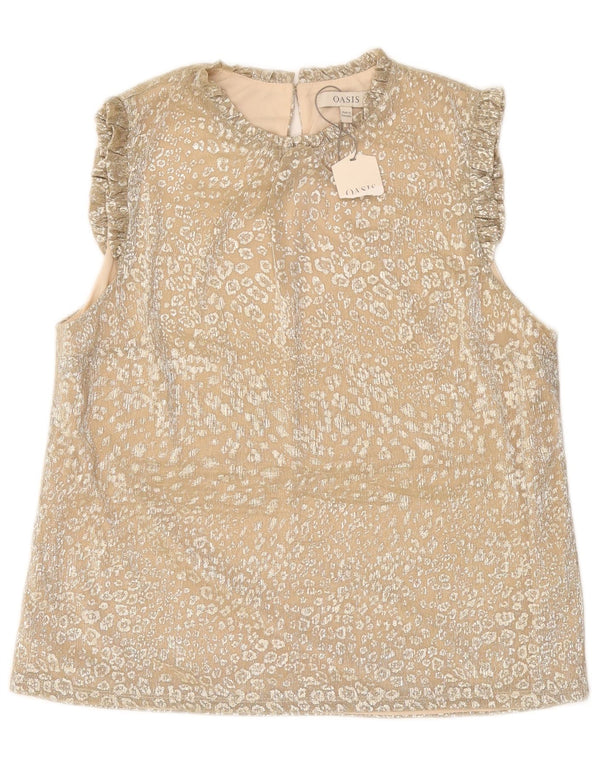 Camicetta senza maniche da donna OASIS UK 14 Grande stampa animalier beige