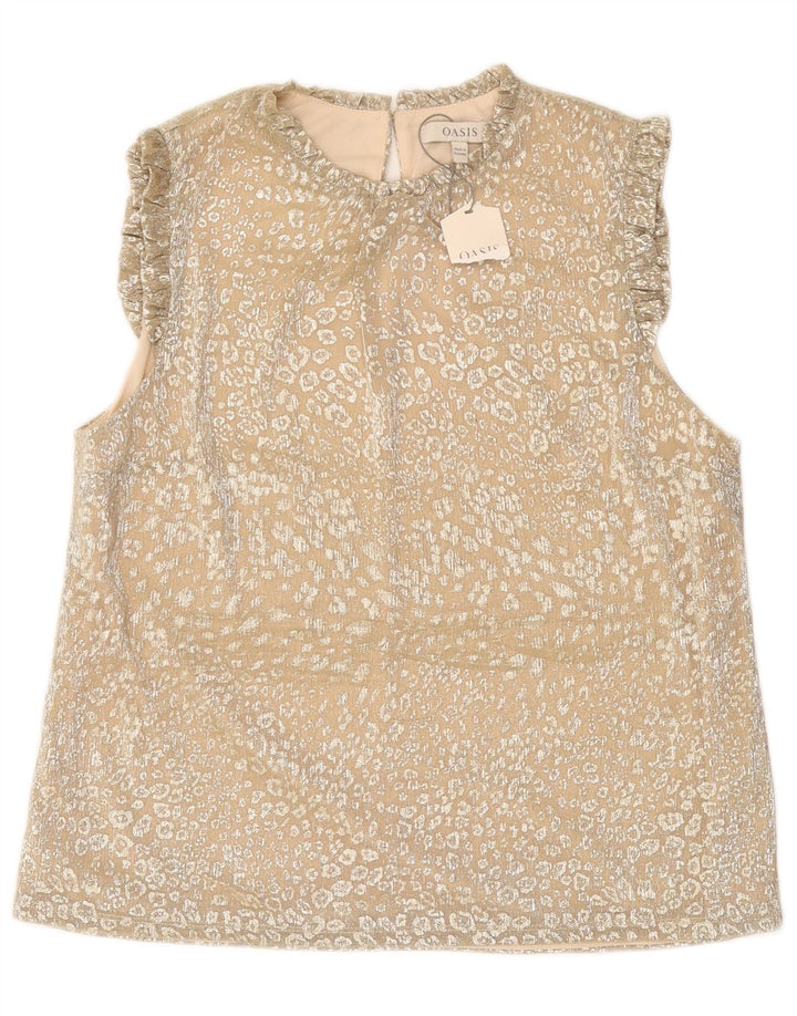 Camicetta senza maniche da donna OASIS UK 14 Grande stampa animalier beige