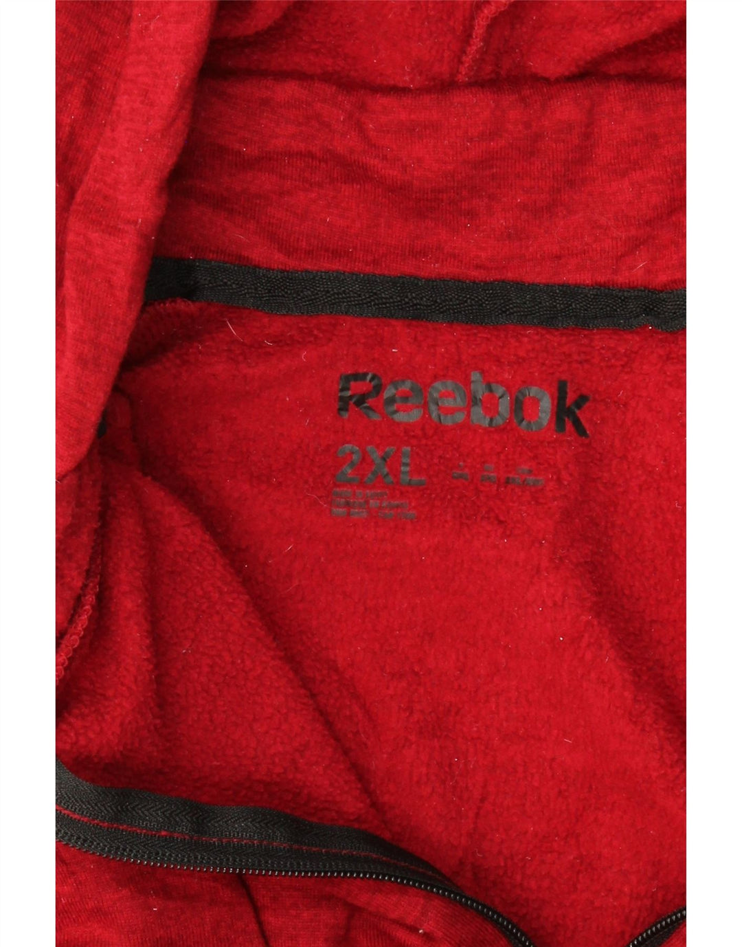 REEBOK Mens Zip Neck Hoodie Jumper 2XL Red Polyester Vintage Reebok and Second-Hand Reebok from Messina Hembry 