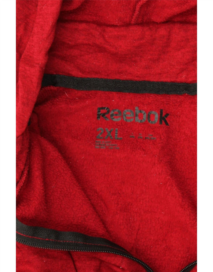 REEBOK Mens Zip Neck Hoodie Jumper 2XL Red Polyester Vintage Reebok and Second-Hand Reebok from Messina Hembry 