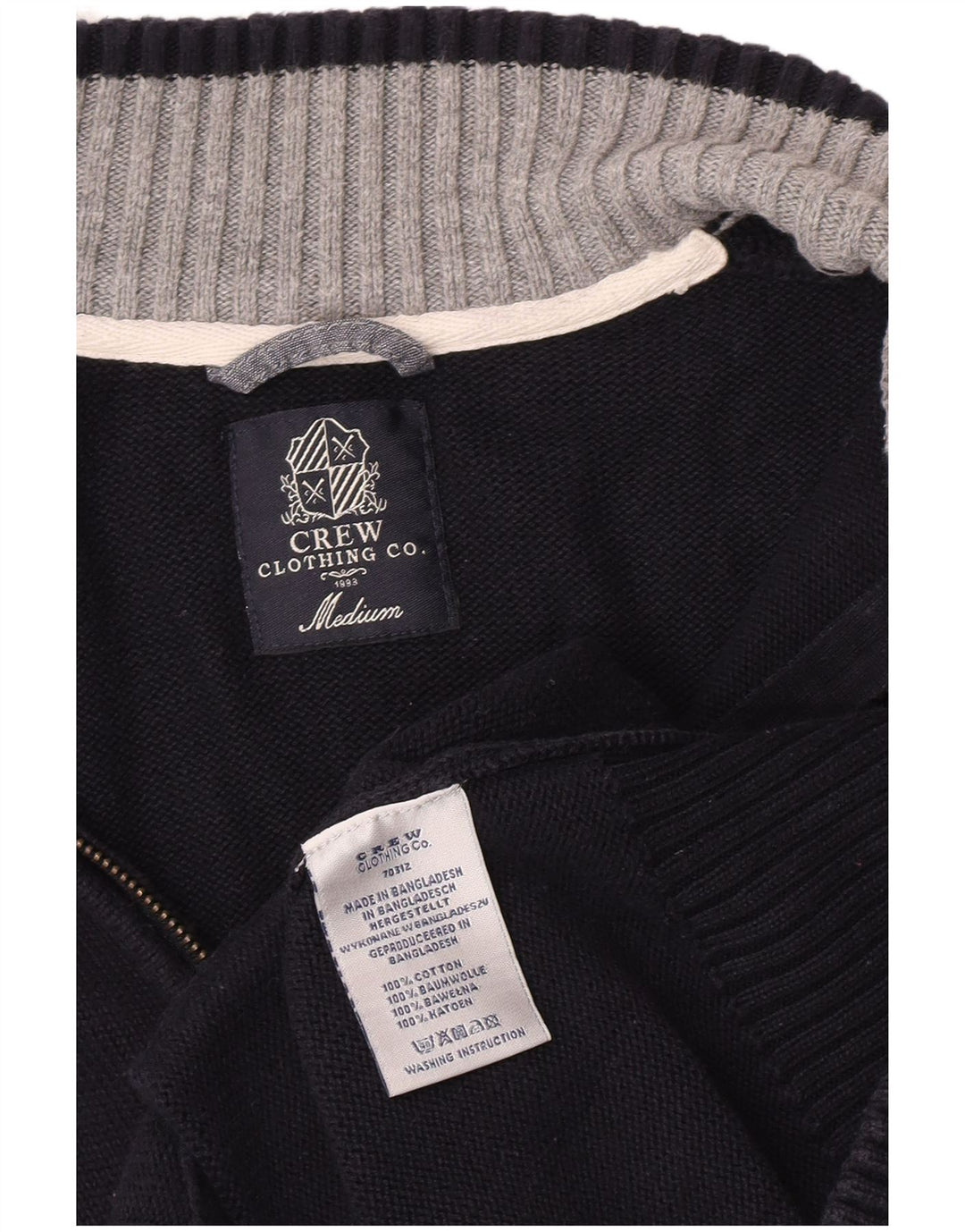 Crew Clothing Maglione cardigan da uomo in cotone medio blu navy