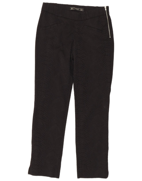 Pantaloni casual slim da donna Zara piccoli W26 L27 cotone nero con stampa animalier