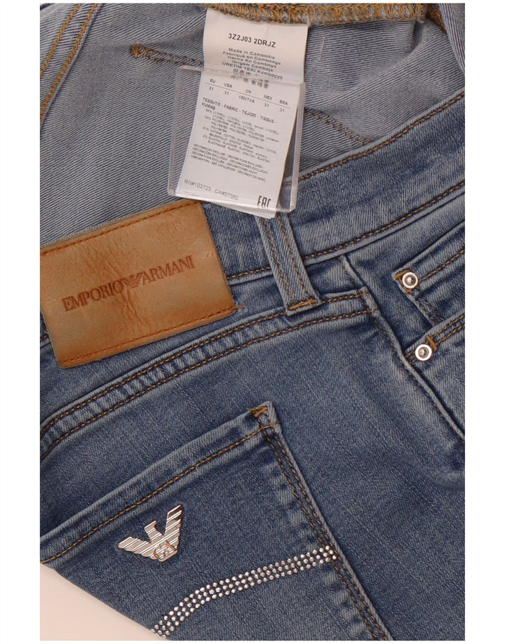 EMPORIO ARMANI Jeans Cropped Donna W31 L25 Blu Lyocell