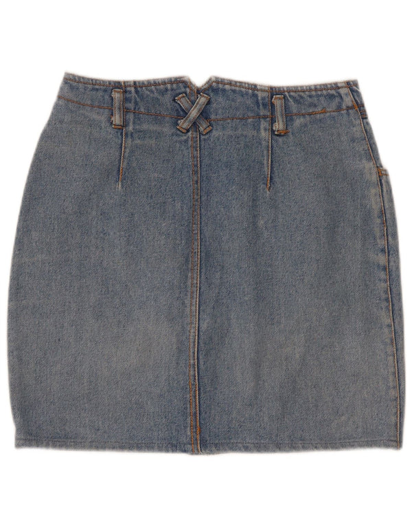 Mini gonna di jeans vintage da donna W26 piccola blu