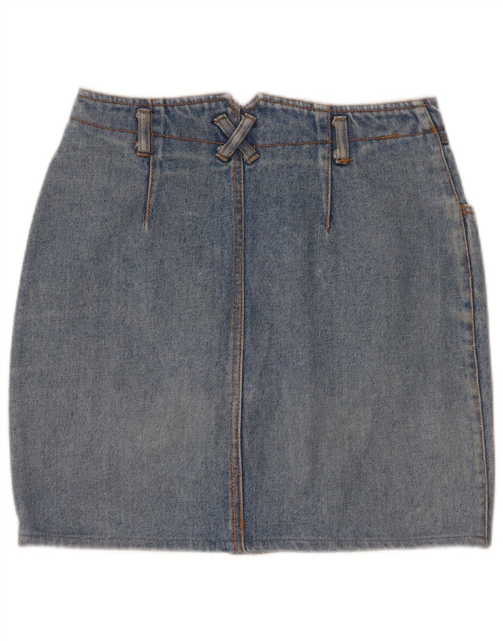 Mini gonna di jeans vintage da donna W26 piccola blu