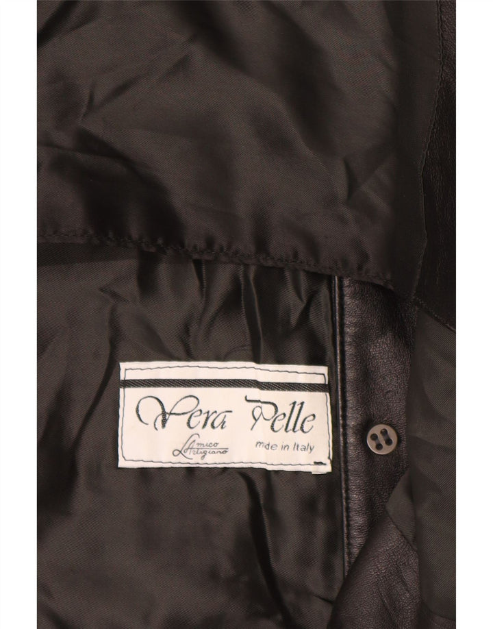 Gilet in pelle da uomo vintage grande in pelle nera