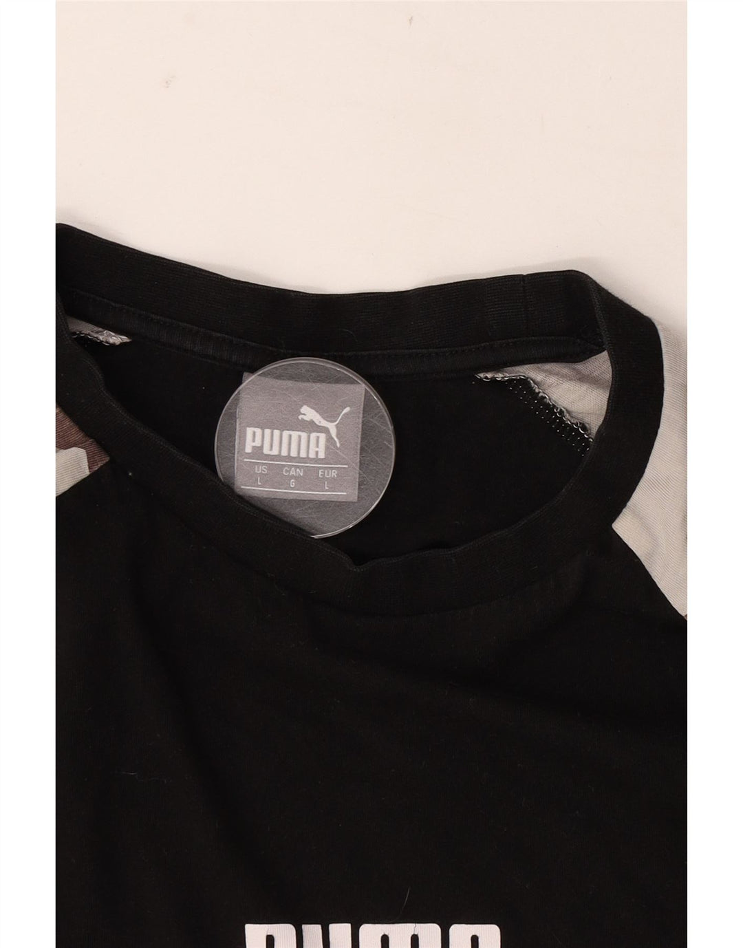 T-shirt grafica da uomo Puma Top Large nera mimetica