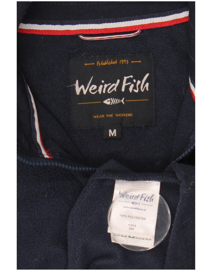 Maglione in pile da uomo con collo con zip Weird Fish, poliestere medio blu navy