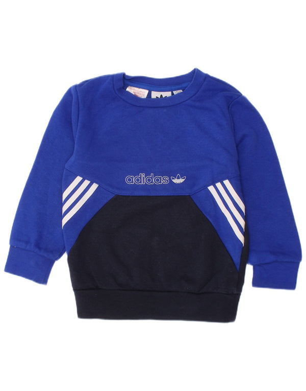 ADIDAS Baby Boys Graphic Sweatshirt Jumper 18-24 Months Blue Colourblock
