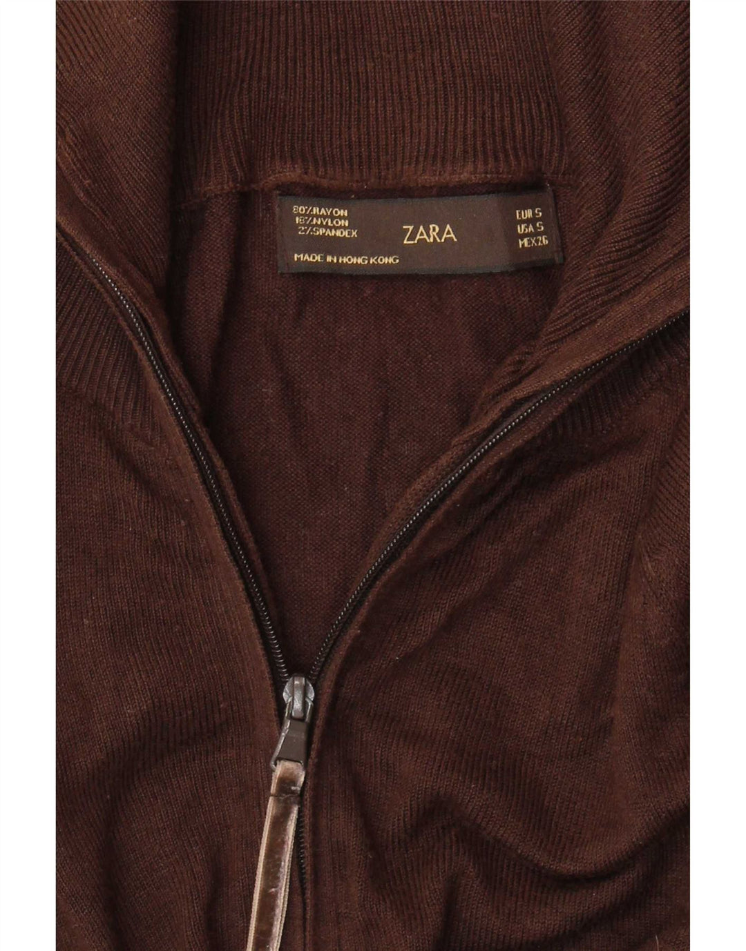Maglione cardigan da donna Zara UK 8 piccolo rayon marrone
