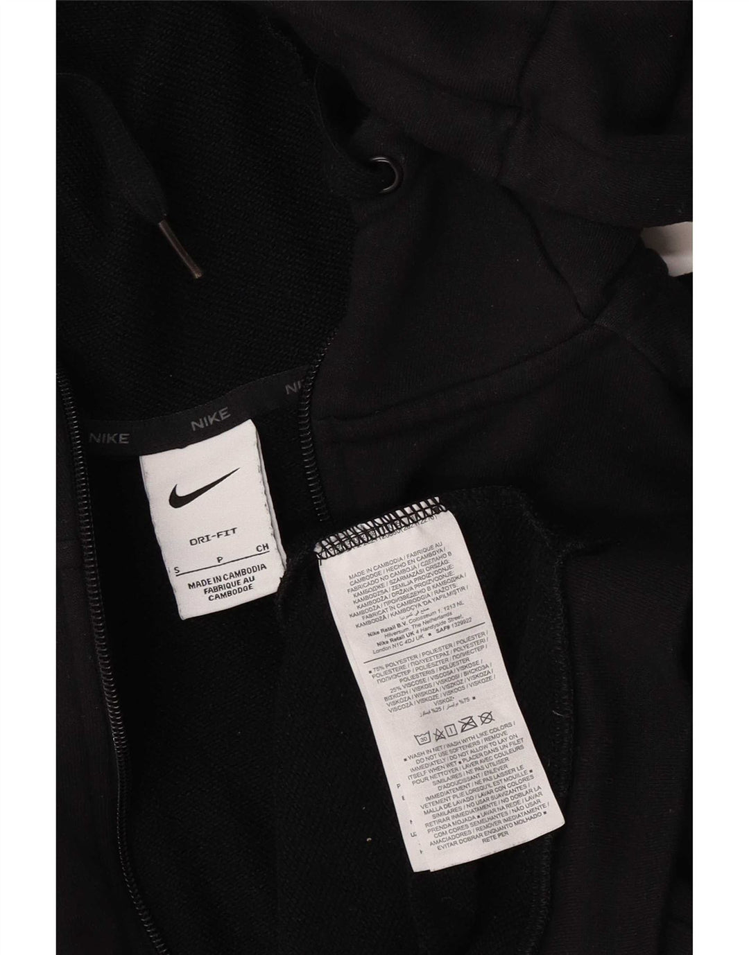 Felpa con cappuccio e zip Nike Dri Fit da uomo, piccola, in poliestere nero