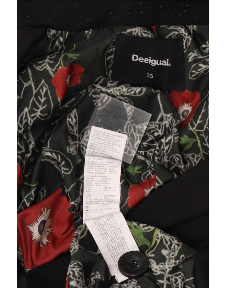 Giacca blazer da donna a 2 bottoni Desigual EU 36 piccolo poliestere floreale nero