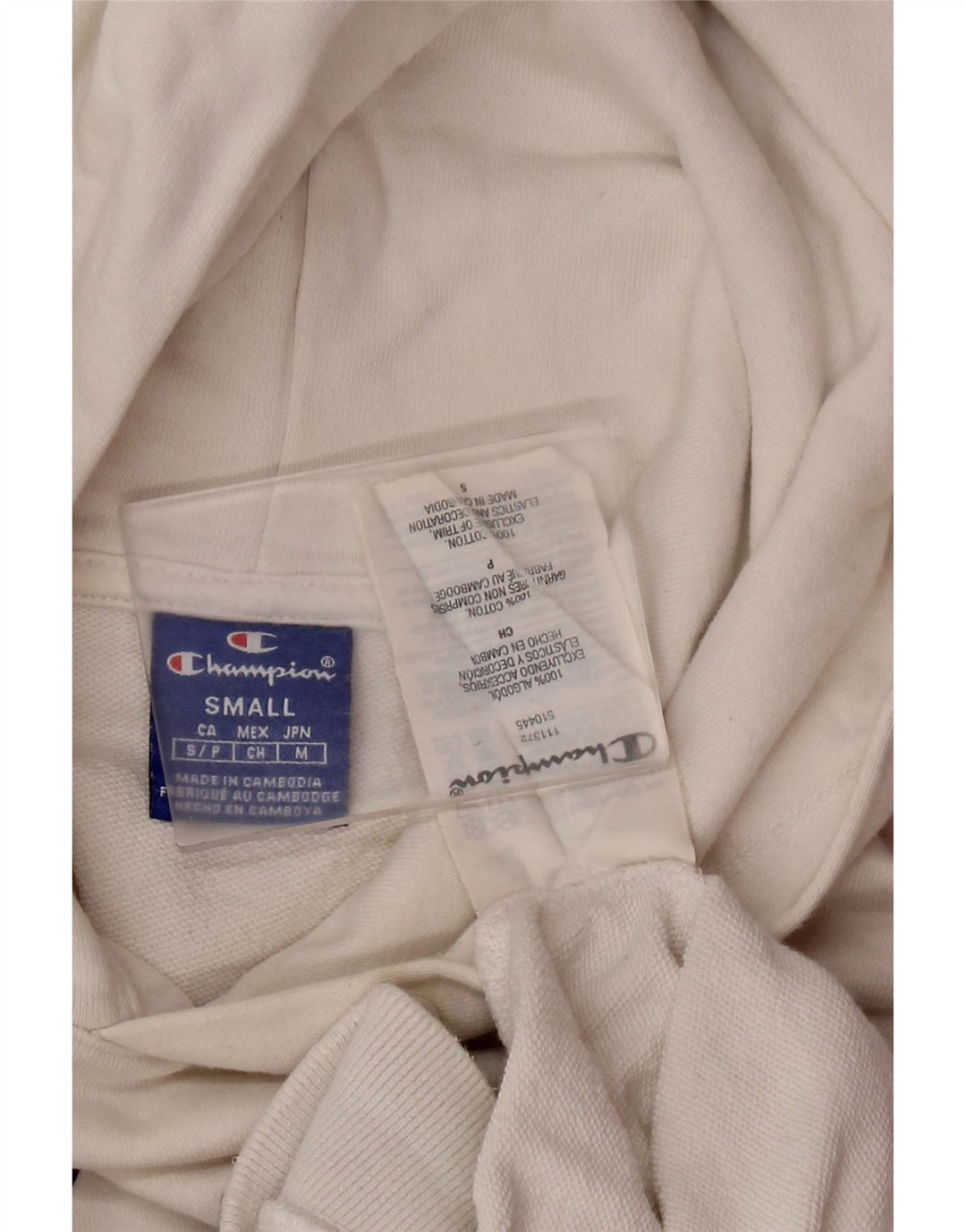 Maglione con cappuccio a maniche corte con grafica corta da donna CHAMPION UK 10 piccolo bianco