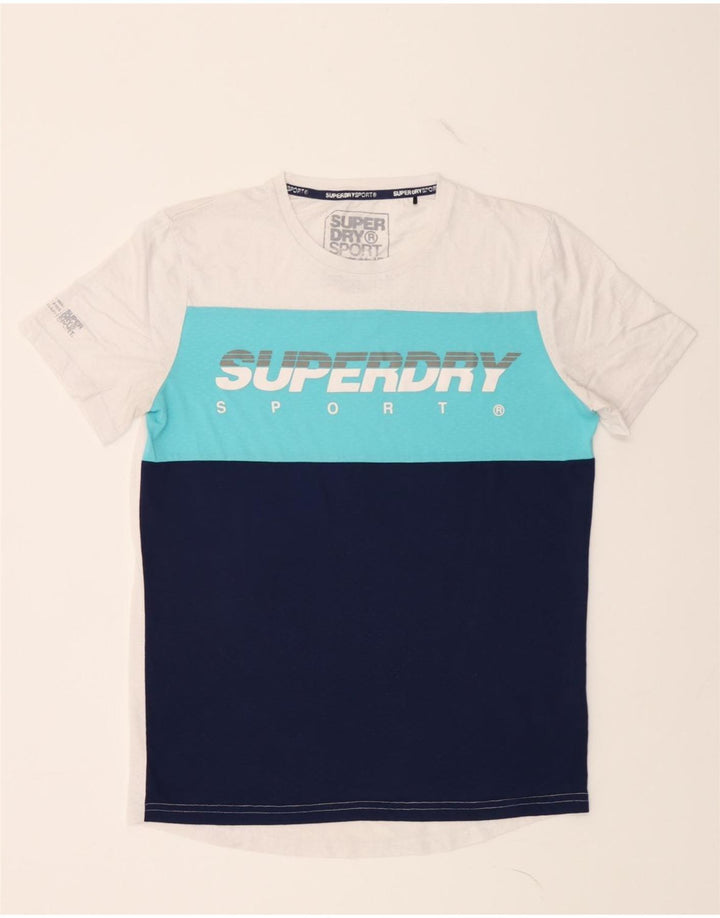 SUPERDRY Mens Graphic T-Shirt Top Small White Colourblock Polyester Vintage Superdry and Second-Hand Superdry from Messina Hembry 